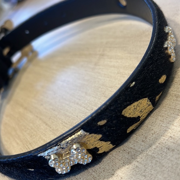 New Luxury Chromebones Black Leather and Crystal Dog Collar. - Picture 4 of 13